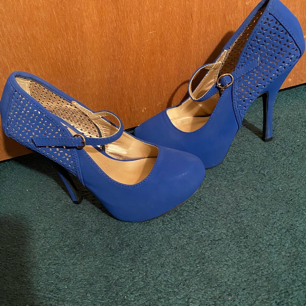 Blue heels.